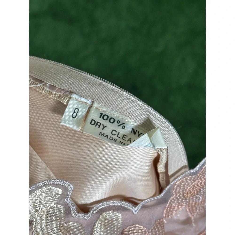 Vintage Party Dress Women 8 Pink‎ Floral Ruffle Puff Sleeve Girly